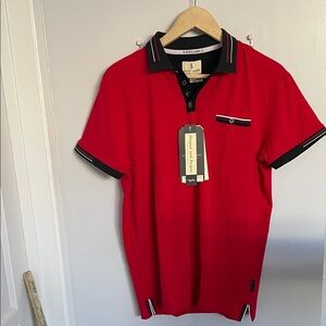 Scott James Red Polo Shirt with Black Trim Men’s size L